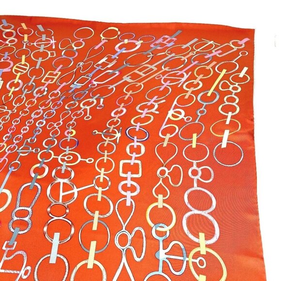 HERMES Carre90 Carre 90 DO RE BOUCLES Scarf silk Orange Unused - Picture 3 of 16